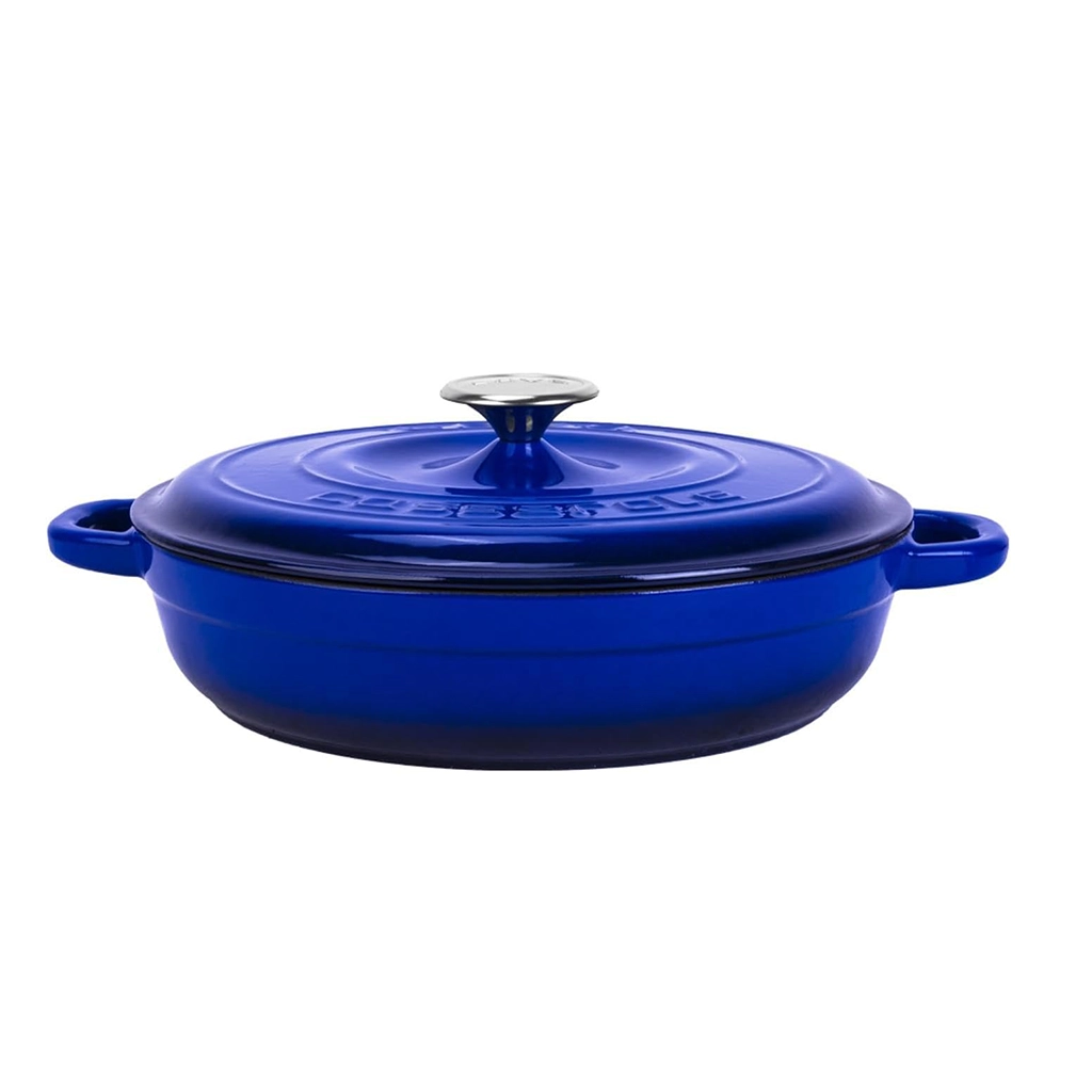 Lava Döküm Yuvarlak Çok Amaçlı Yayvan Tencere New Heritage Serisi Çap(Ø)28cm. Mavi