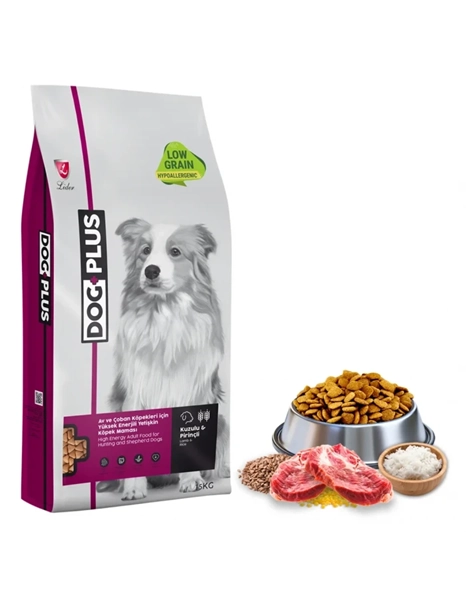 DogPlus 15 Kg Düşük Tahıllı Hipoalerjenik Kuzu Etli Yüksek Enerjili Yetişkin Köpek Maması 