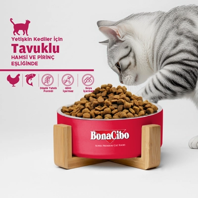 BonaCibo  15 kg Tavuklu Ve Balıklı Yetişkin Kedi Maması
