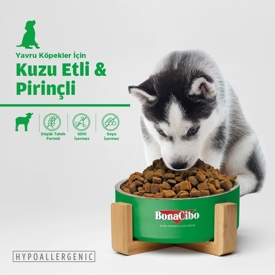BonaCibo 15 Kg Puppy Lamb & Rice Kuzu Etli ve Pirinçli Yavru Köpek Maması