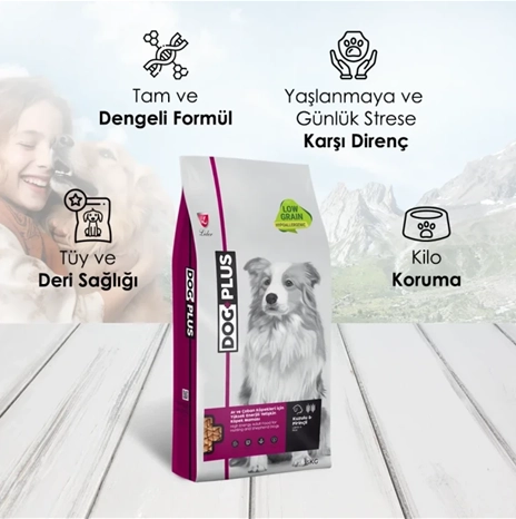 DogPlus 15 Kg Düşük Tahıllı Hipoalerjenik Kuzu Etli Yüksek Enerjili Yetişkin Köpek Maması 