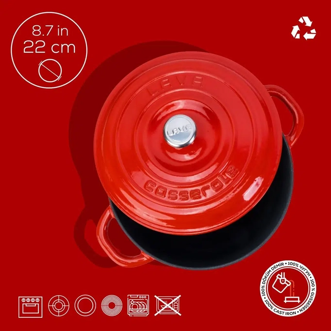 Lava  Yuvarlak Döküm Tencere New Heritage Serisi Çap(Ø)22cm