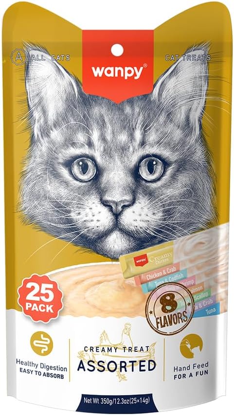 Wanpy 25x14gr Karışık 8 Lezzetli Krema Kedi Ödülü