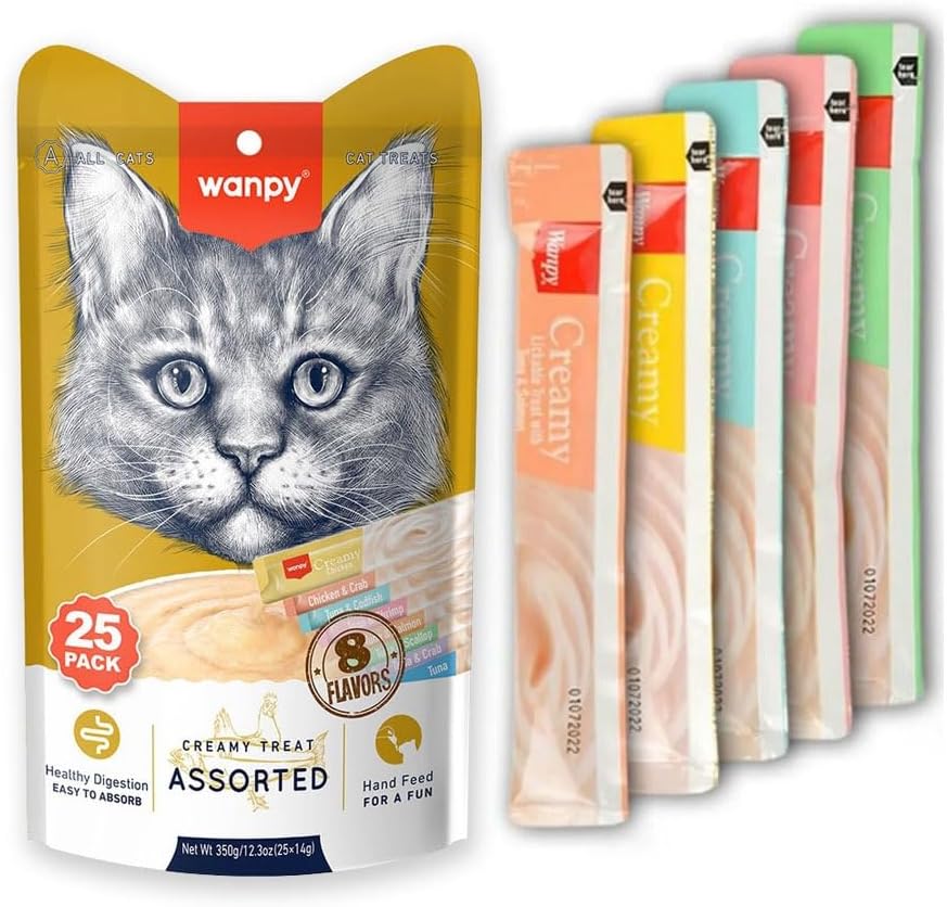 Wanpy 25x14gr Karışık 8 Lezzetli Krema Kedi Ödülü
