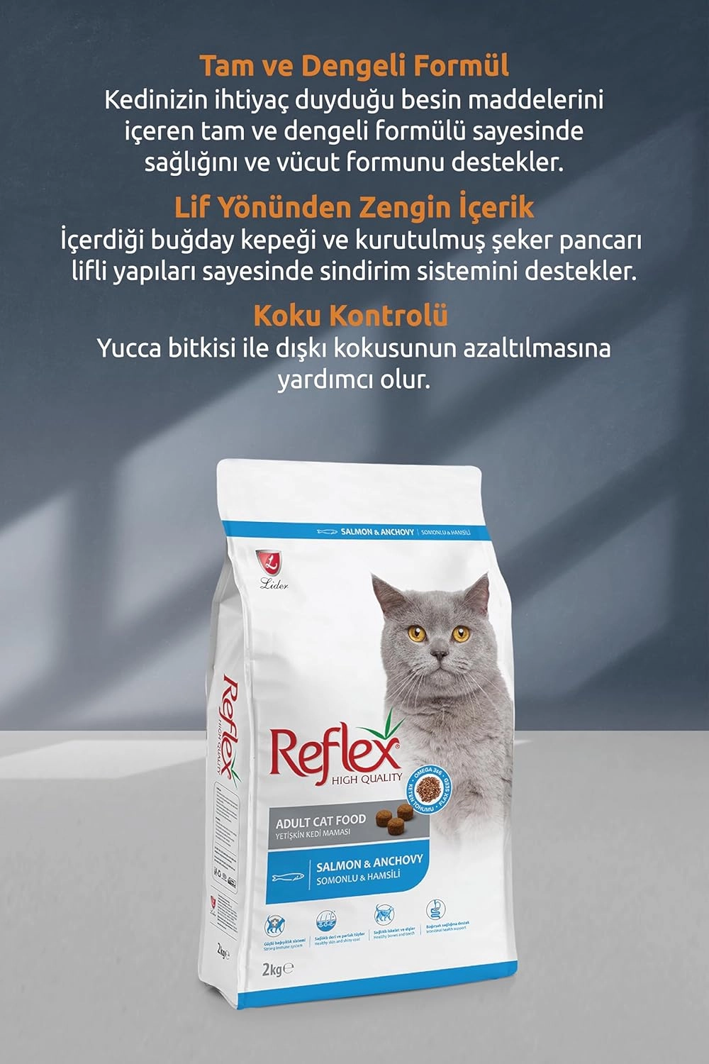 Reflex  2 Kg Somonlu ve Hamsili Yetişkin Kedi Maması