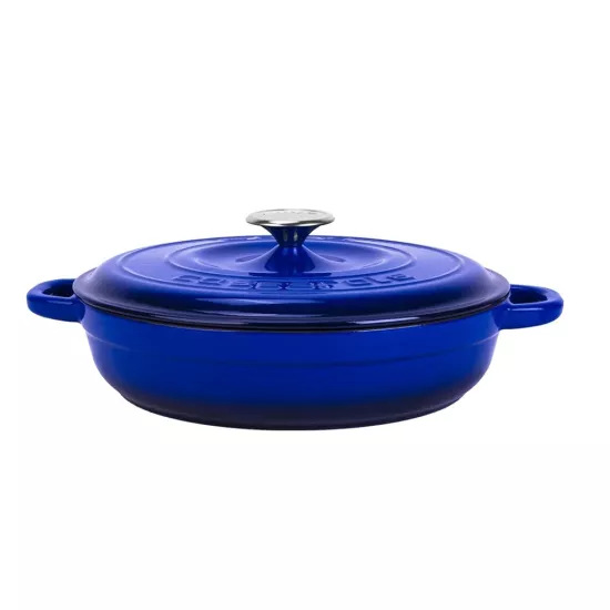 Lava Döküm Yuvarlak Çok Amaçlı Yayvan Tencere New Heritage Serisi Çap(Ø)28cm. Mavi