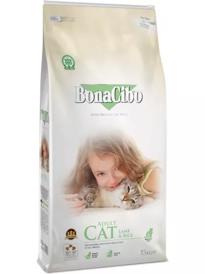 BonaCibo 15 kg Kuzu Etli ve Pirinçli  Yetişkin Kedi Maması