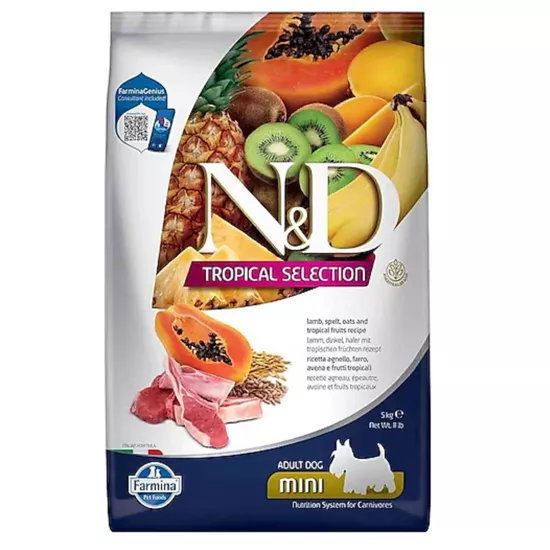 N&D 5 kg Tropical Selection Kuzu Etli ve Tropikal Meyveli Mini Irk Yetişkin Köpek Maması 