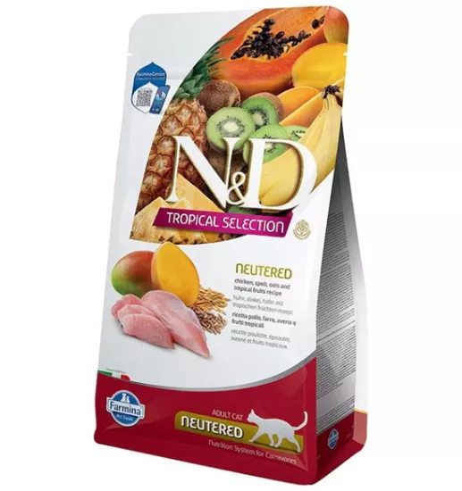 N&D Tropical 10 kg Selection Tavuklu ve Tropikal Meyveli Kısırlaştırılmış Kedi Maması 