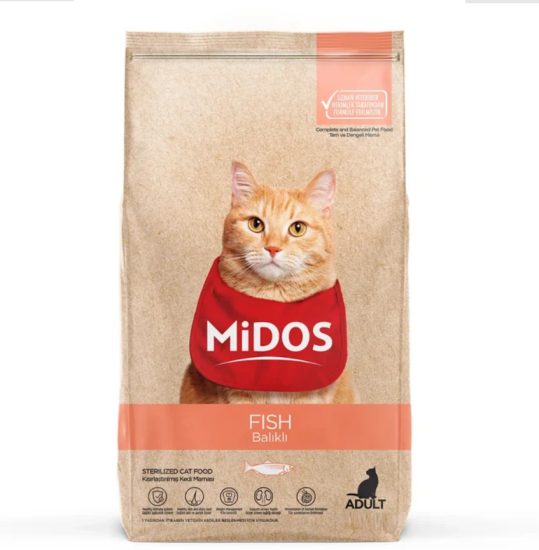 Midos 15 Kg Yetişkin Kısırlaştırılmış Balıklı Kedi Maması 