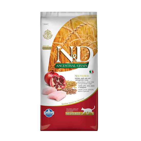 N&D 5 Kg Düşük Tahıllı Tavuklu ve Narlı Kısırlaştırılmış Kedi Maması